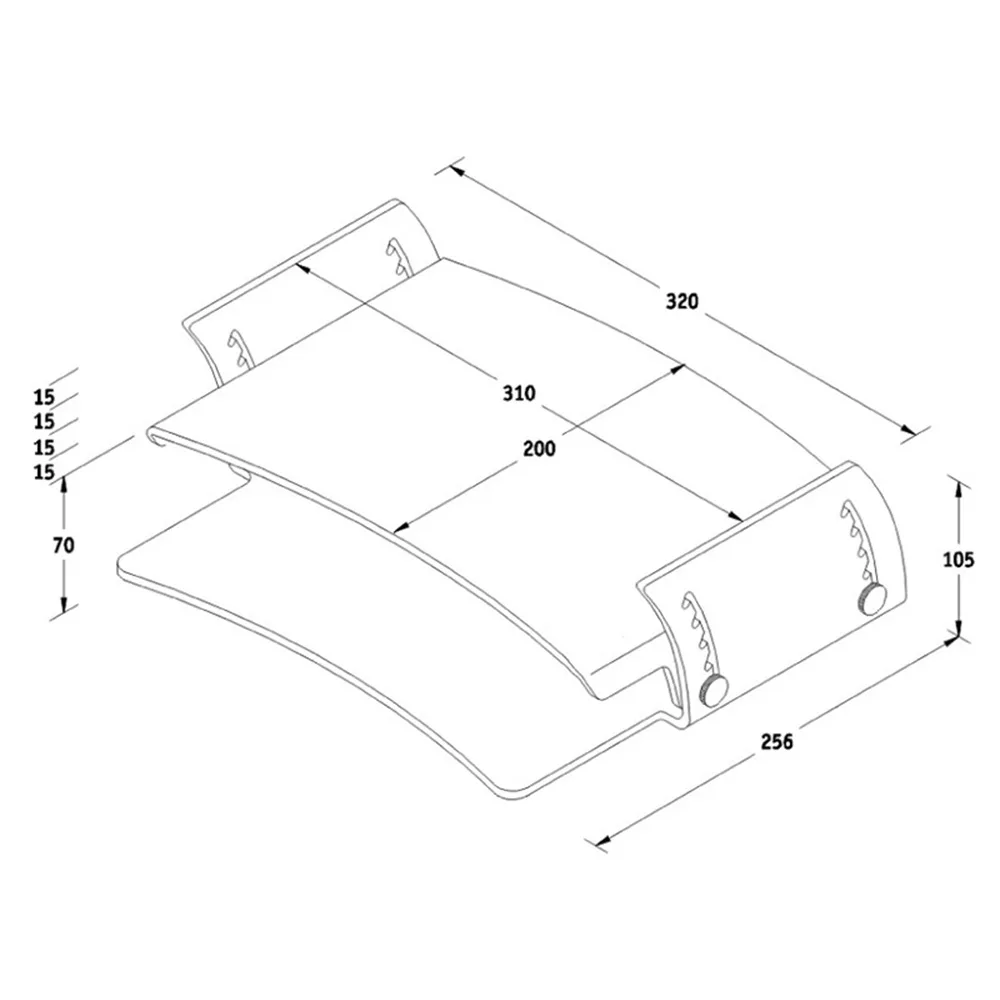 Dibujo técnico: Soporte elevador ajustable para escritorio - transparente