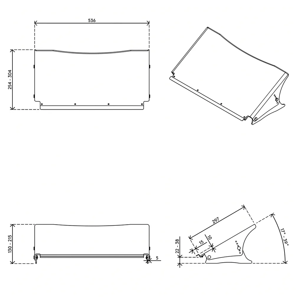 Dibujo técnico 1 – Portadocumentos ajustable acrílico PMMA - Polymethylmethacrylaat - Transparente