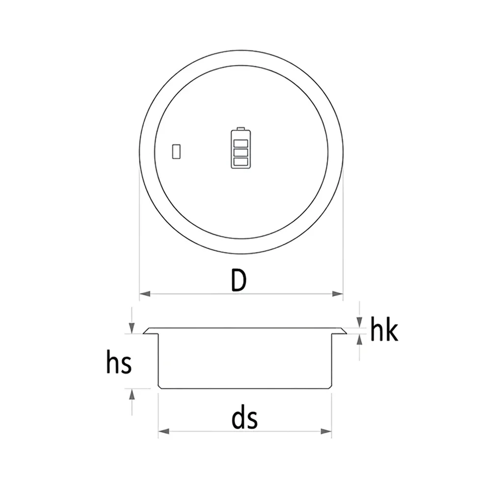Plano acotado Cargador inalámbrico con adaptador integrado Ø80mm - Negro