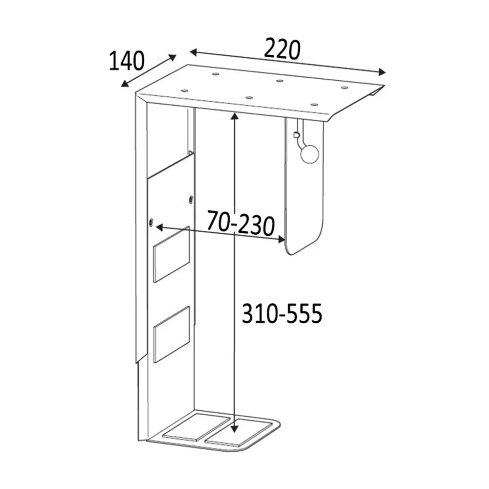 Dibujo técnico 1 – Soporte para CPU - modelo básico - Negro