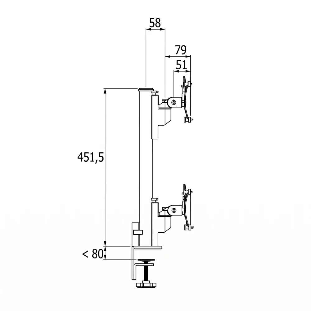 Dibujo técnico: Soporte de monitor Galaxy - set - columna con soporte corto - 1 pantalla