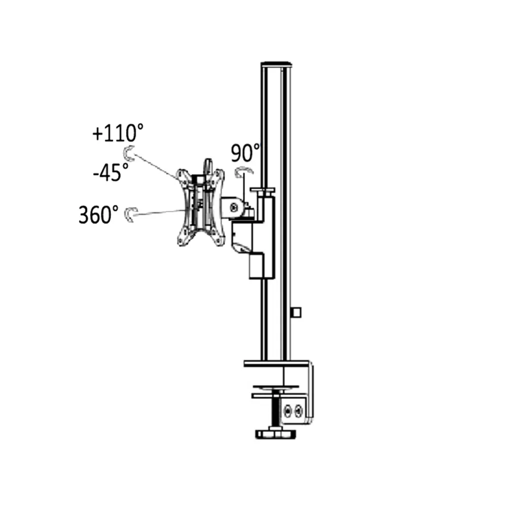 Dibujo técnico: Soporte de monitor Galaxy - set - columna con soporte corto - 1 pantalla