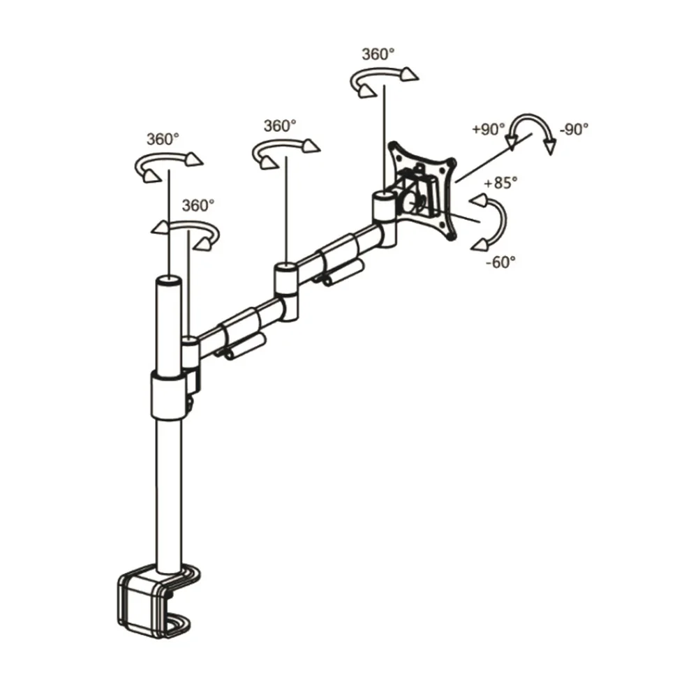 Plano de dimensiones 2 Soporte de monitor B-Sky ECO 3 – SET – poste con brazos estáticos – 1 pantalla
