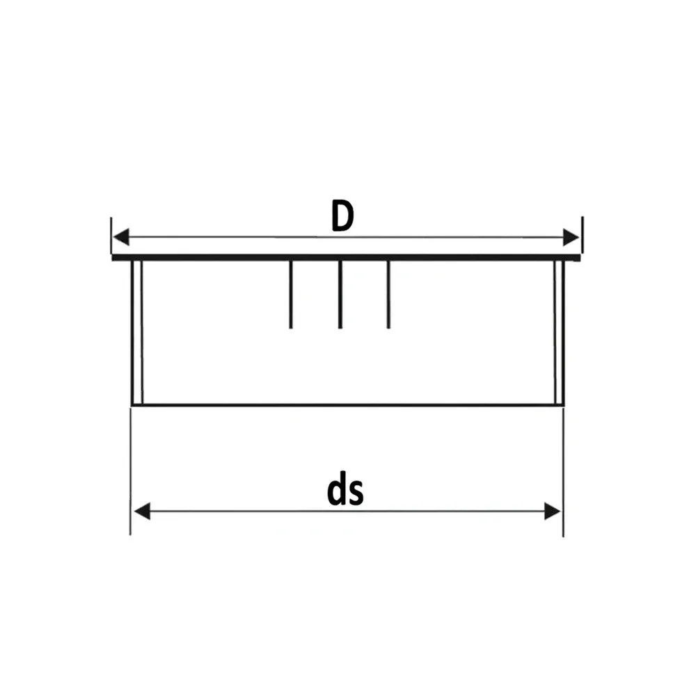 Dibujo técnico: Pasacables de aleación – 2 piezas – redondo – aspecto acero inoxidable