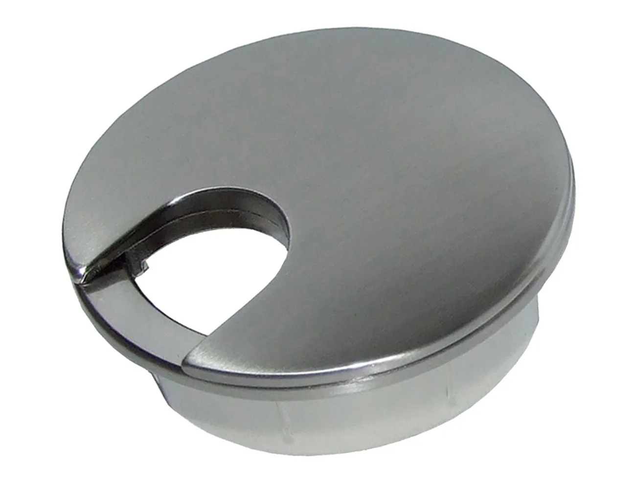 Pasacables de aleación – 2 piezas – redondo – aspecto acero inoxidable – Pasacables para mesa y pasacables