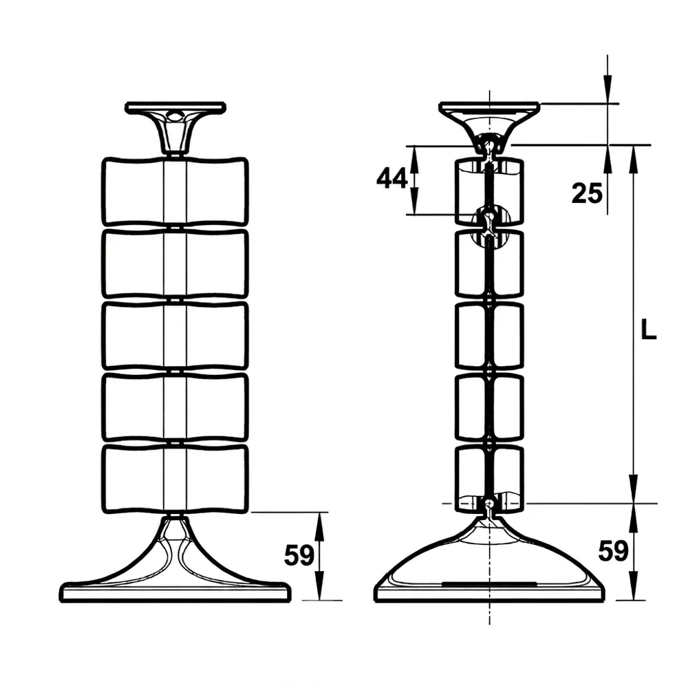Dibujo técnico: Set de columna pasacables - modelo '8' - Keba