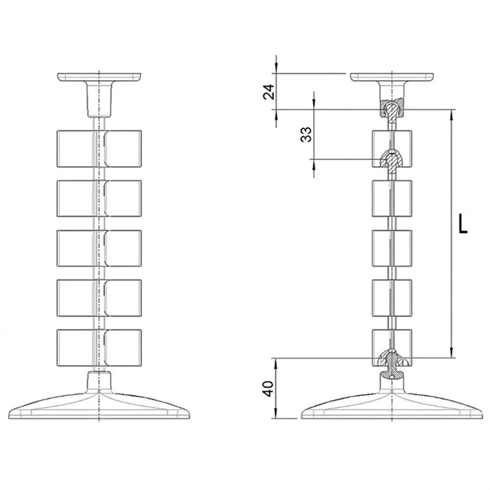 Dibujo técnico: Columna pasacables SET – rectangular - Kuba 1