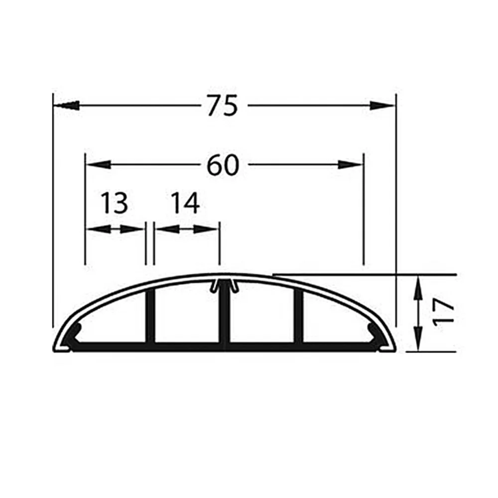 Dibujo técnico: Canaleta pasacables para suelo - plástico/aluminio