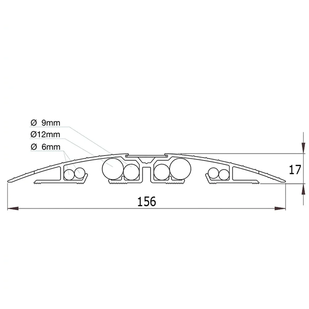 Plano de dimensiones Pasacables de suelo Evoline® Bridge - aluminio