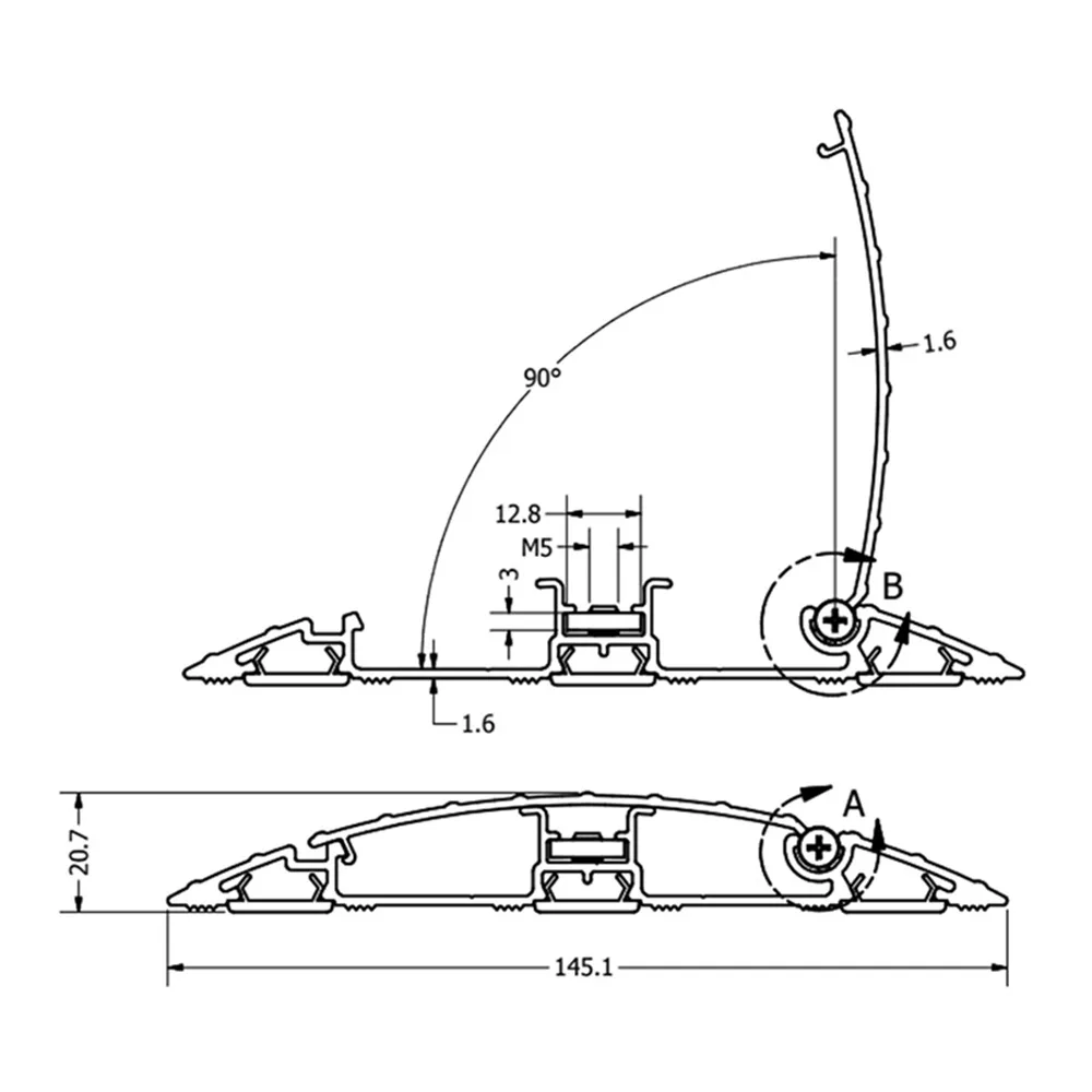 Dibujo técnico: Canaleta de suelo – aluminio