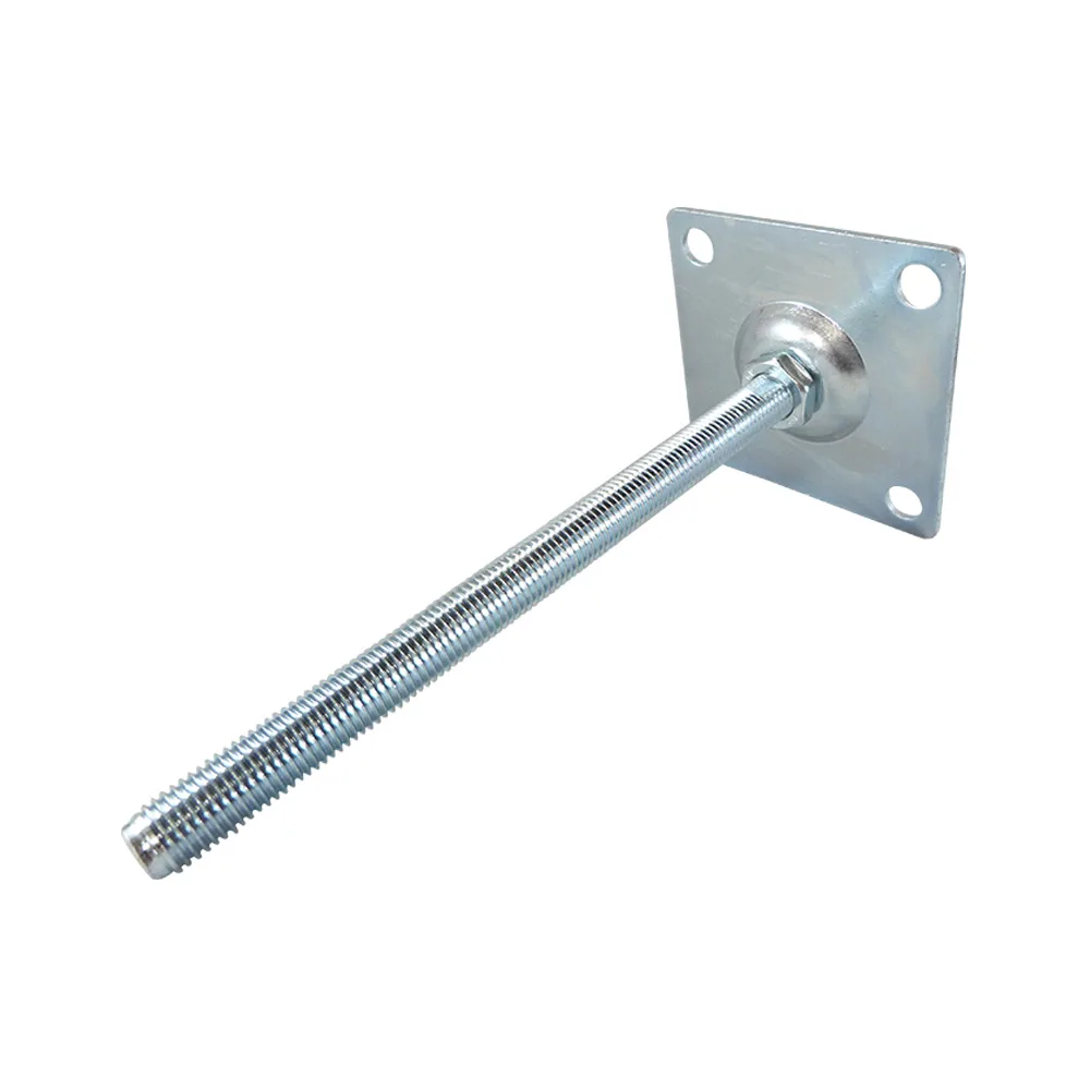 Pie nivelador con base cuadrada galvanizada - con orificios de fijación