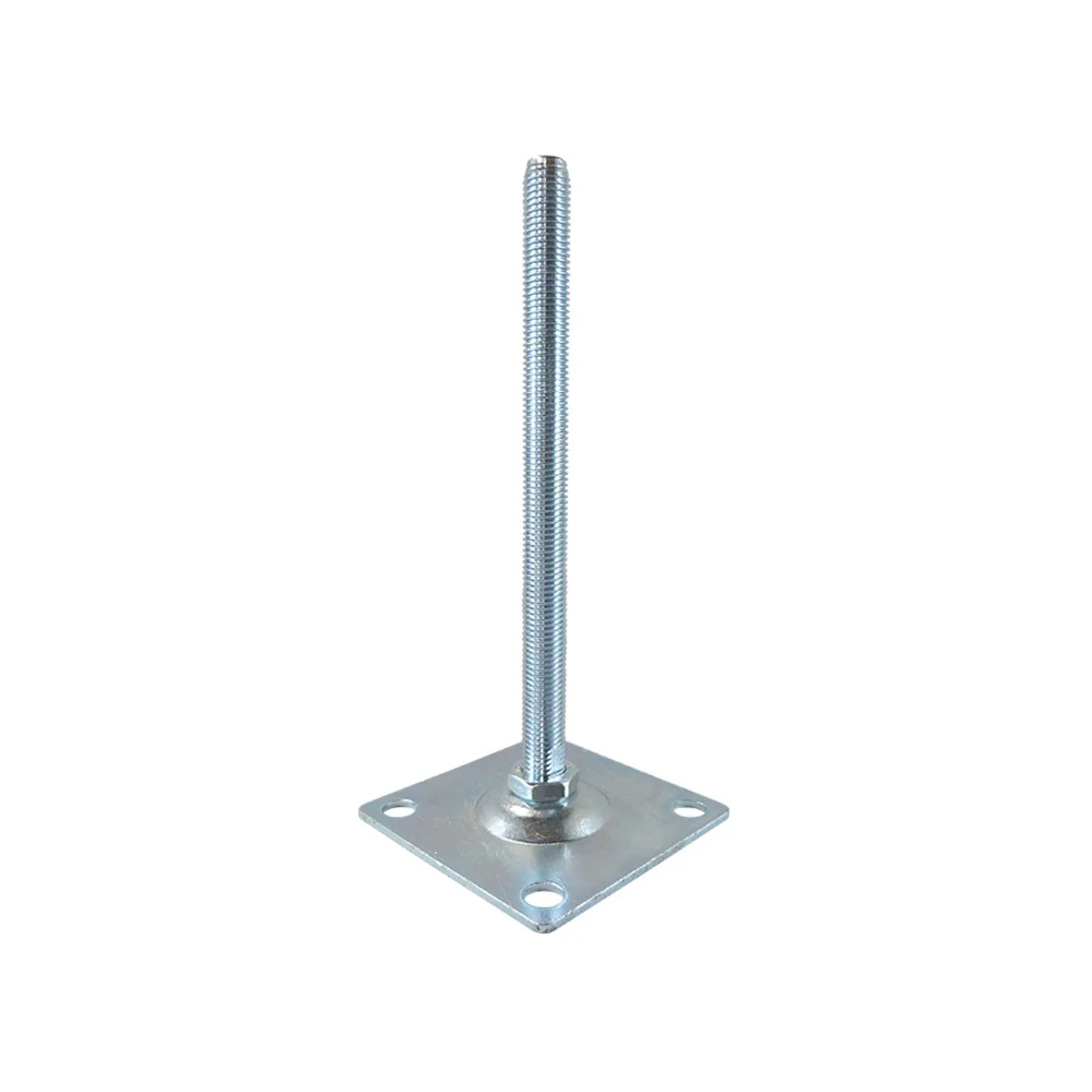 Pie nivelador con base cuadrada galvanizada - con orificios de fijación