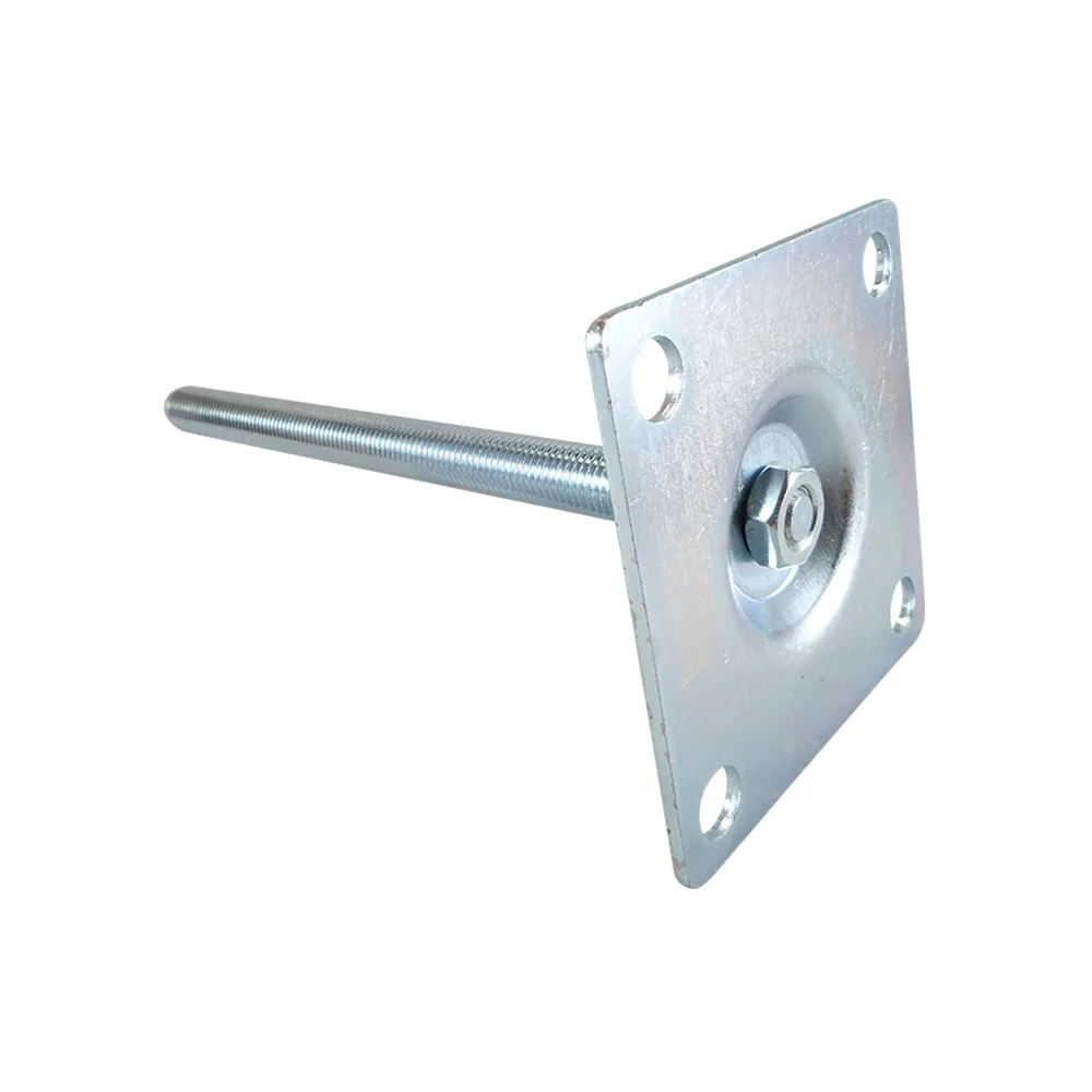 Pie nivelador con base cuadrada galvanizada - con orificios de fijación