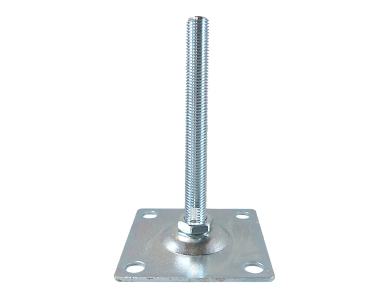 Pie nivelador con base cuadrada galvanizada - con orificios de fijación – Pies niveladores - acero