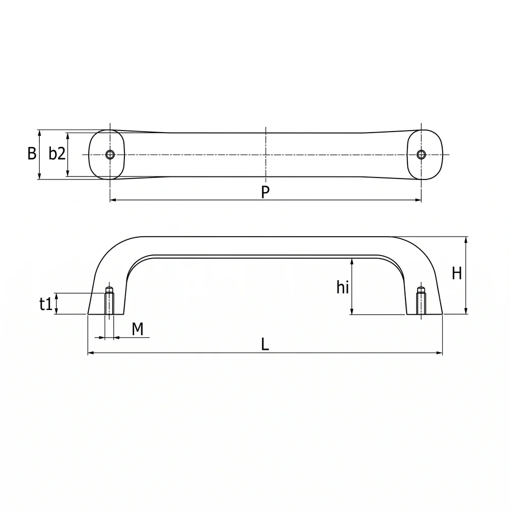 Plano de dimensiones Asa de puente de baquelita
