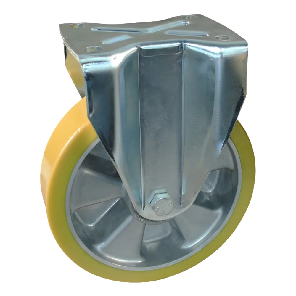 Rueda fija Ø125mm - banda de rodadura PU / TPU - carga pesada - Rodamiento de bolas - Fijación de placa 110x95mm - Acero imagen 2