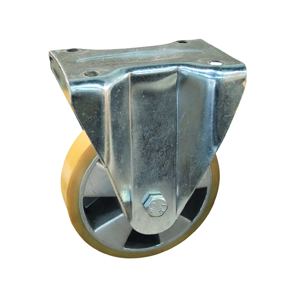 Rueda fija Ø125mm - banda de rodadura PU / TPU - carga pesada - Rodamiento de bolas - Fijación de placa 110x95mm - Acero
