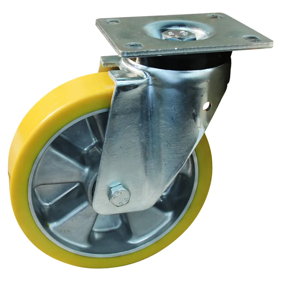 Rueda giratoria Ø125mm - banda de rodadura PU / TPU - carga pesada - Rodamiento de bolas - Fijación de placa 140x110mm - St - Acero imagen 2