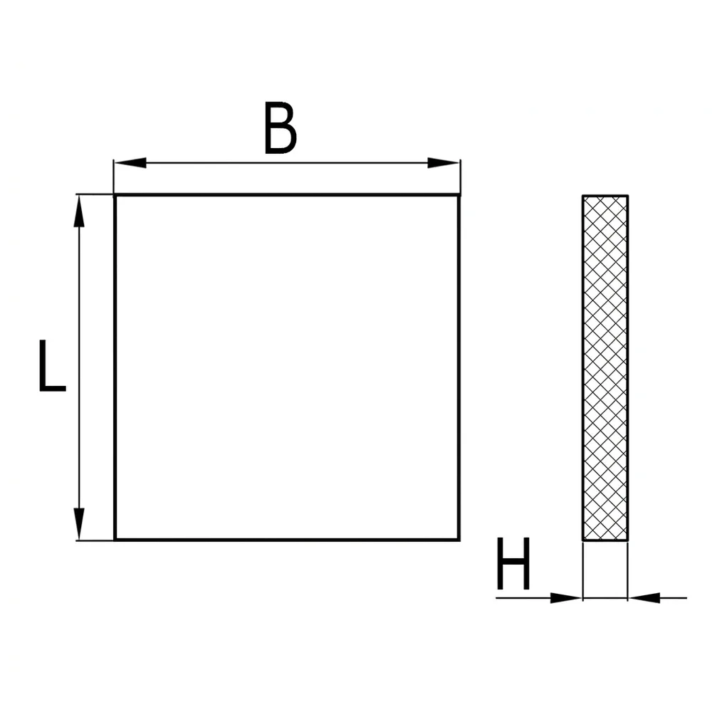 Dibujo técnico: Fieltro adhesivo cuadrado