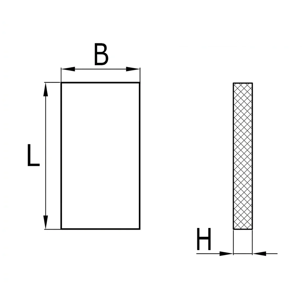 Plano acotado Fieltros adhesivos rectangulares 30x20mm- H=3.5mm - 28 piezas por hoja - Marrón