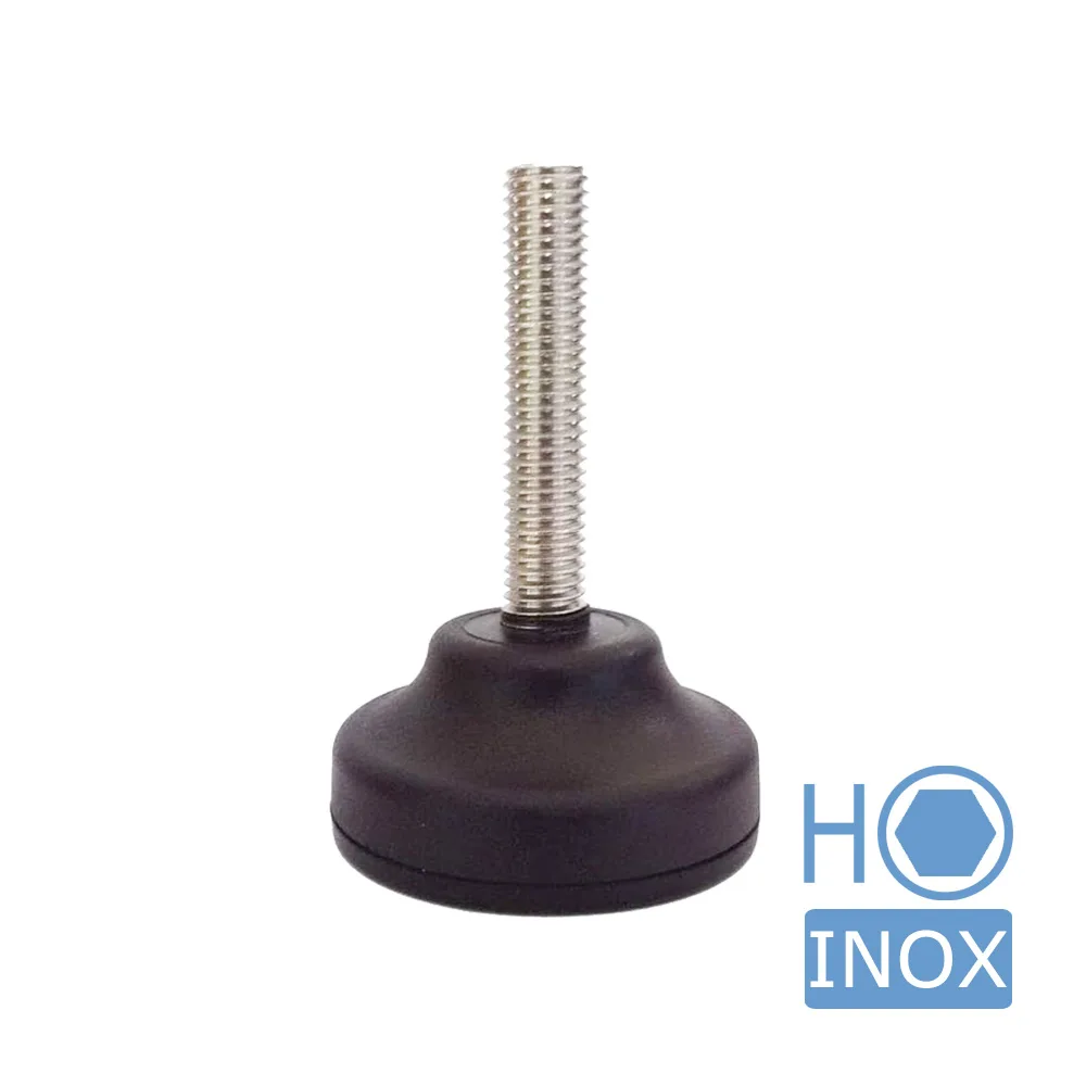 Pie nivelador fijo redondo antideslizante PA-GF Ø50 - con hexágono interior - M8x50 - Acero inoxidable A2 (AISI 304)