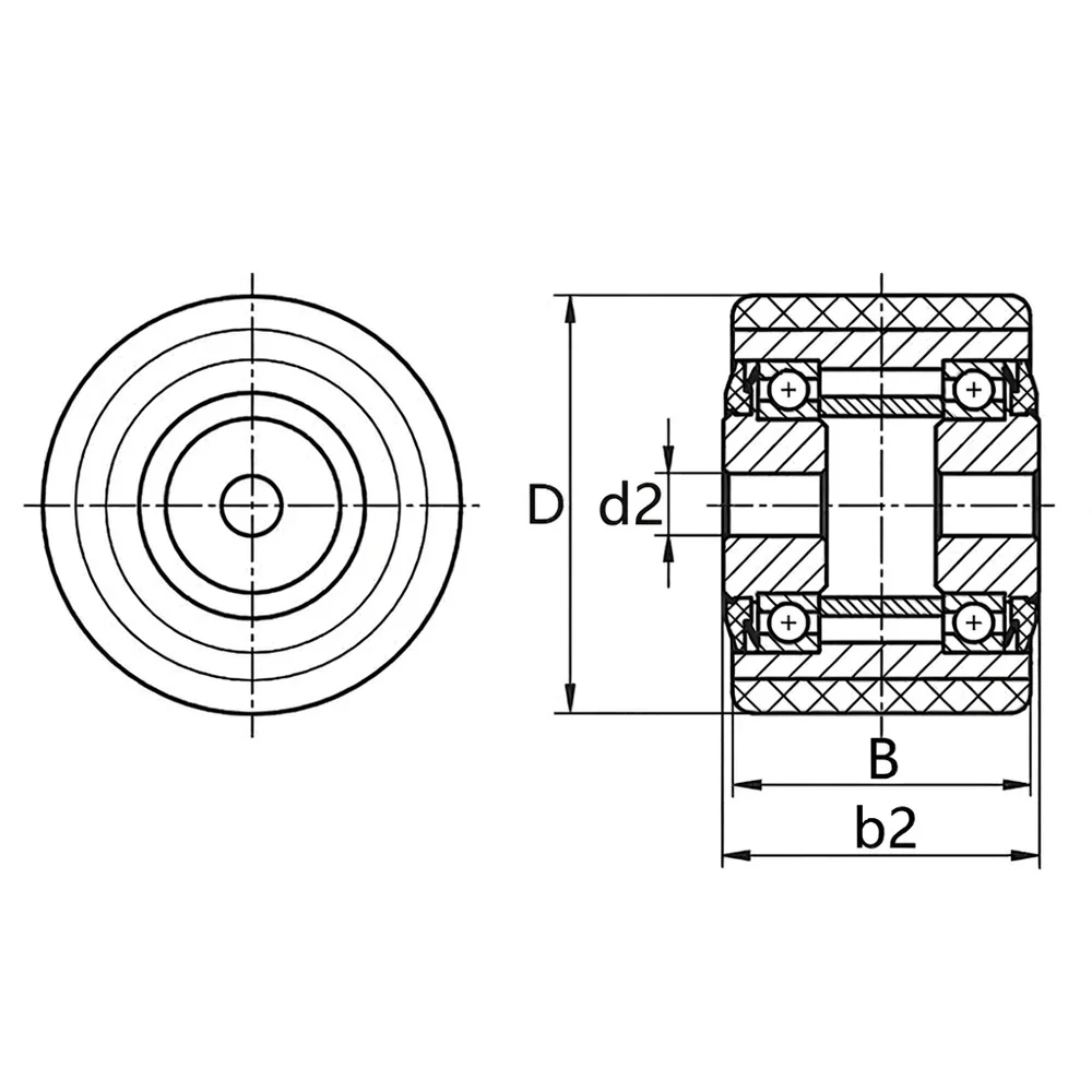 Plano de dimensiones Rueda mini de carga pesada