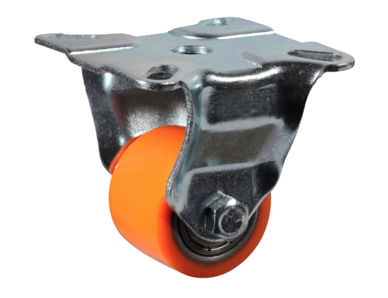 Rueda mini resistente fija con placa superior – Rueda mini de carga pesada PU - 150kg - horquilla de acero