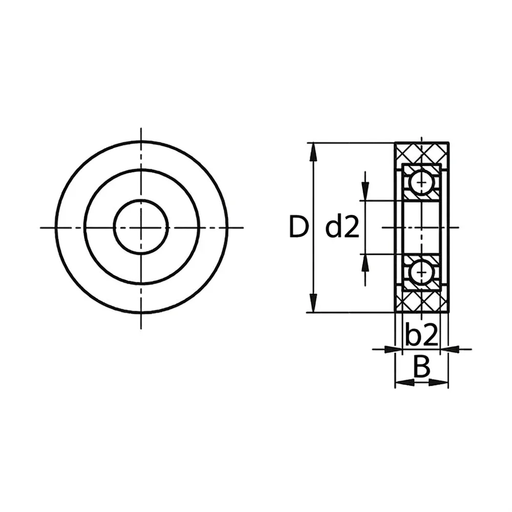 Dibujo técnico: Rodillos guía PU