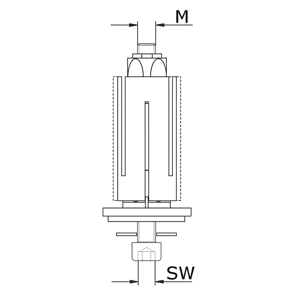 Dibujo técnico: Adaptador expansible para ruedas fijable de acero inoxidable