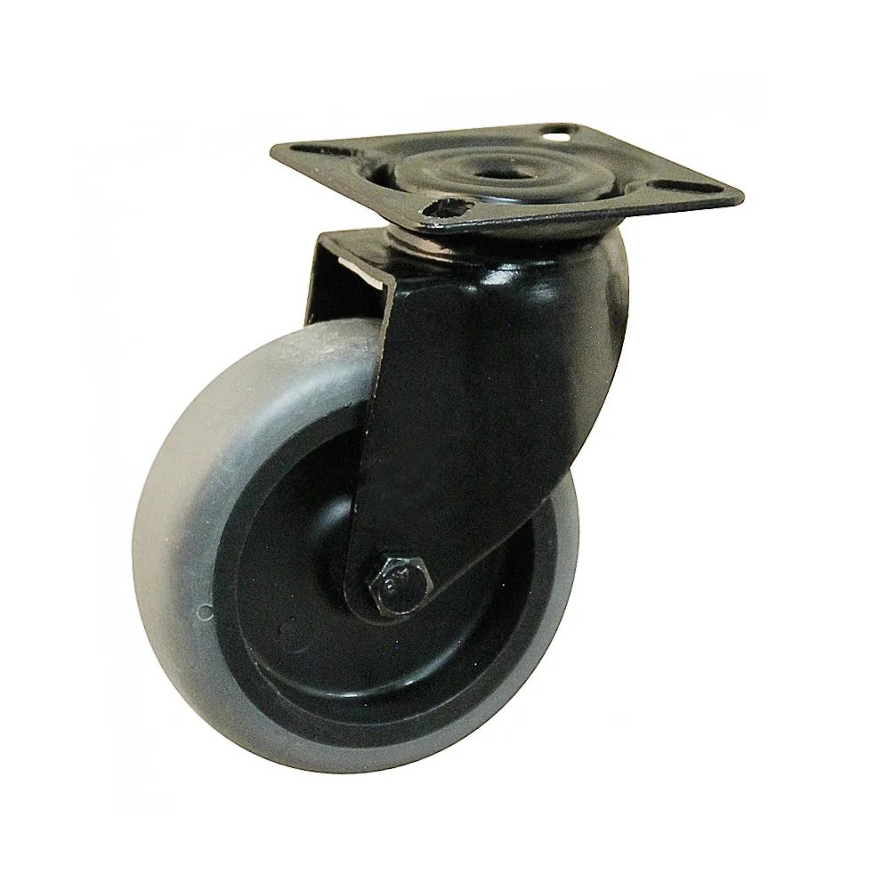 Rueda TPE giratoria con platina - negro