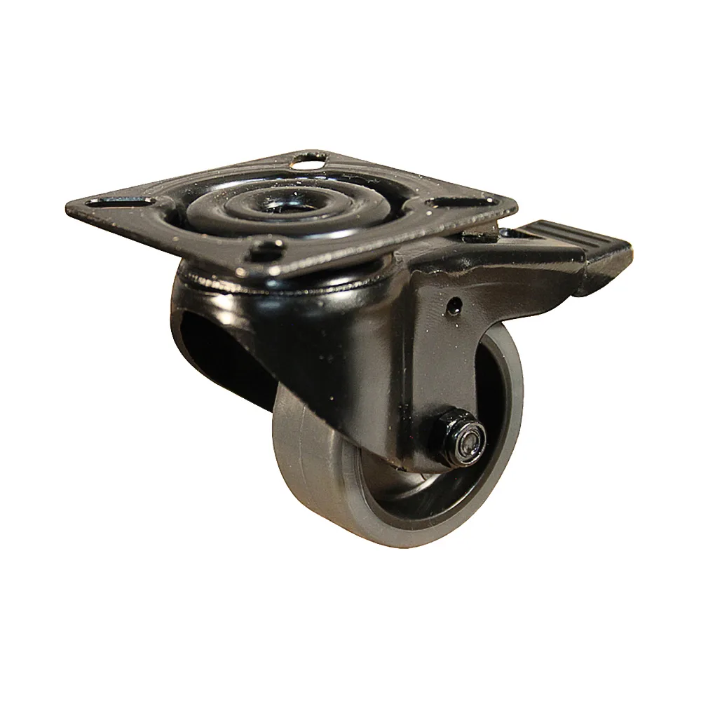 Rueda TPE giratoria con freno - placa superior - negro