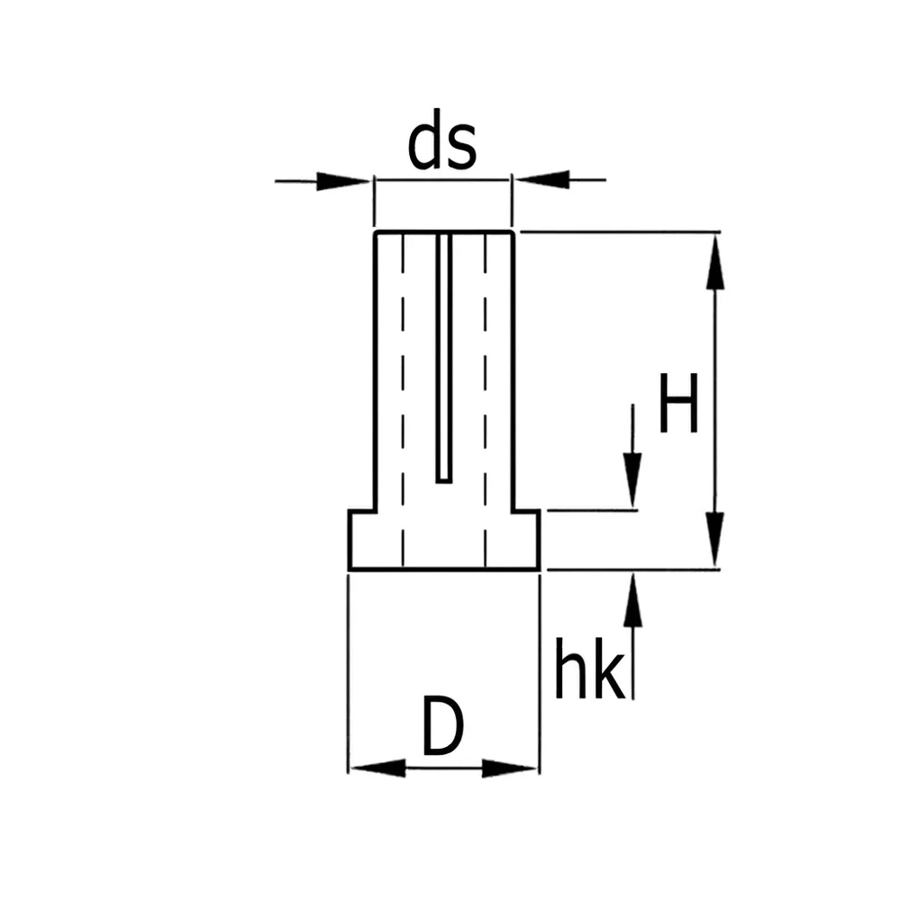 Plano acotado Casquillo de montaje para patín deslizador PA Ø17x2.0mm - adecuado para pie regulable (779012600/FI)