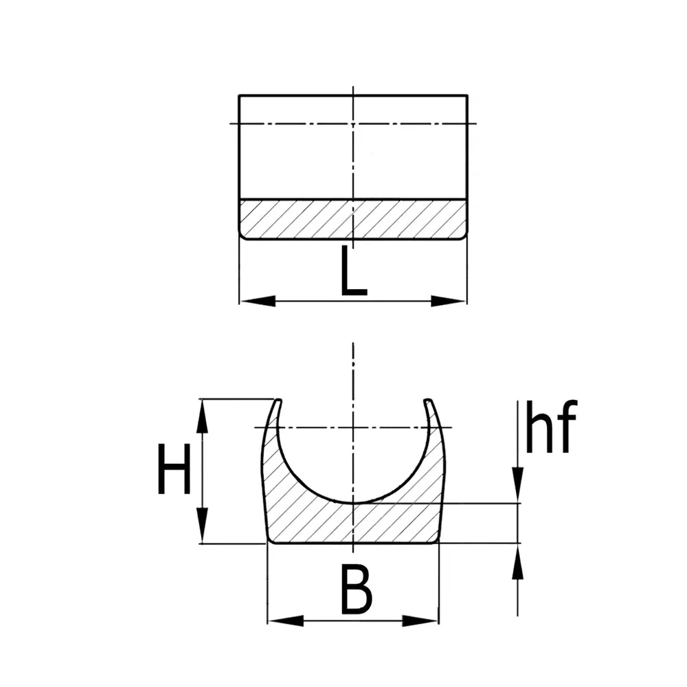 Dibujo técnico: Taco autofijante para tubo redondo