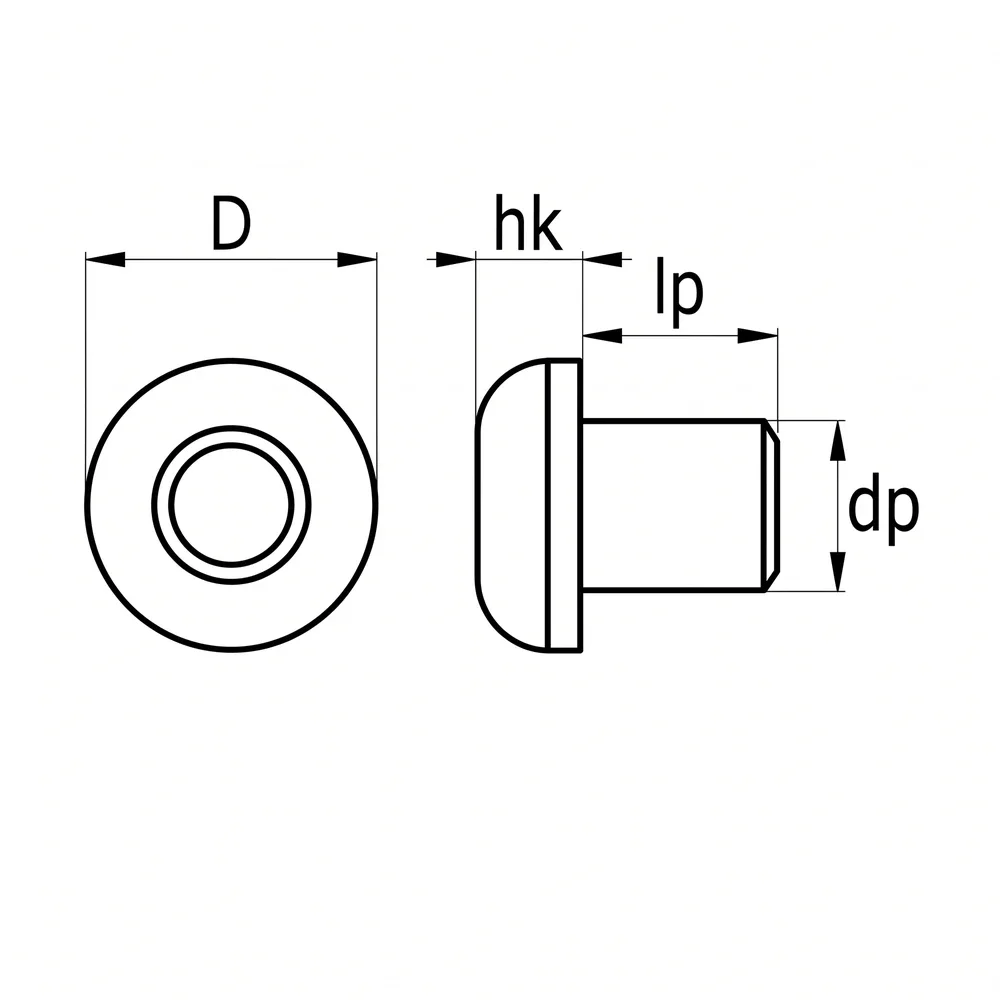 Plano de dimensiones Tope apilable a presión - modelo 3