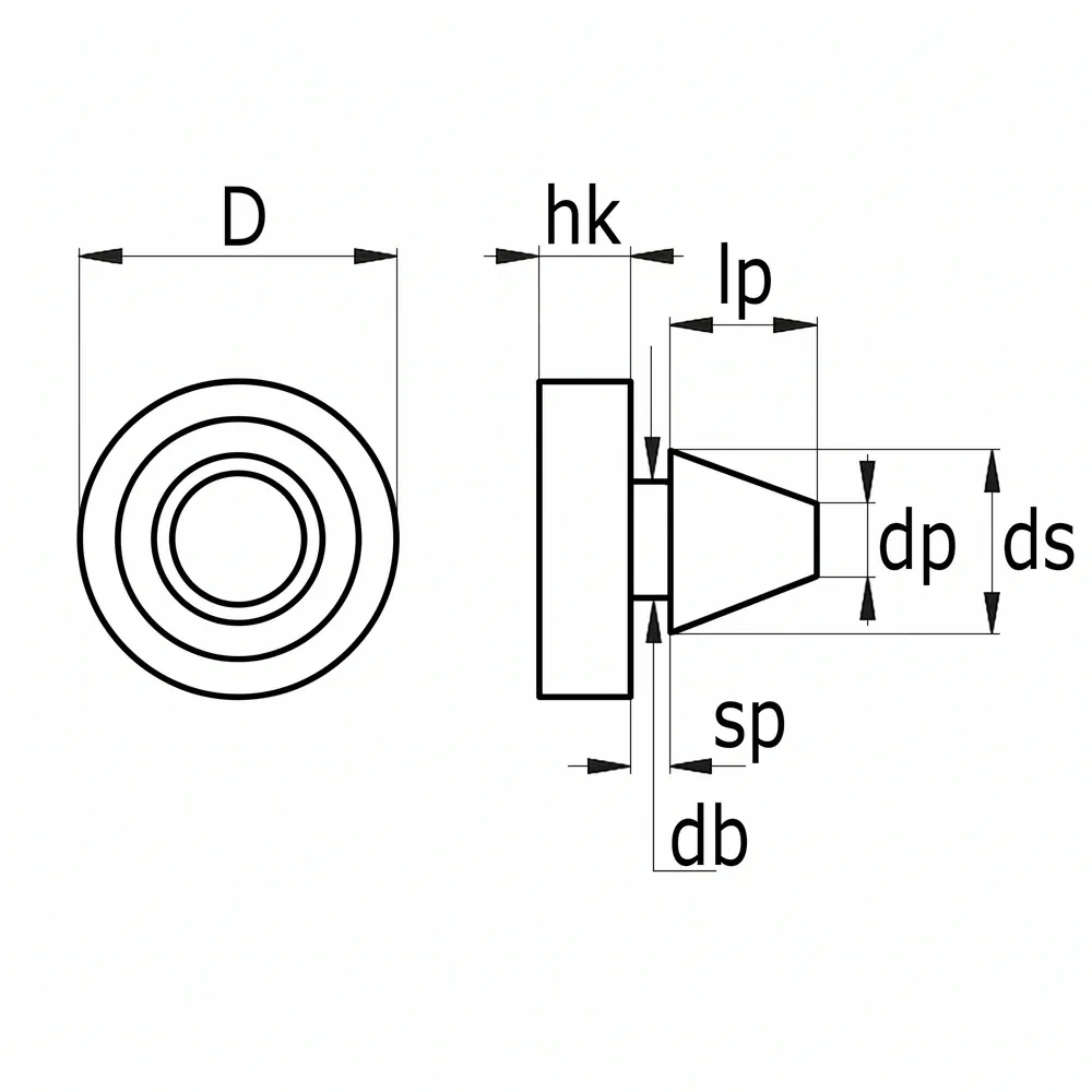 Dibujo técnico: Tope apilable a presión - modelo 4