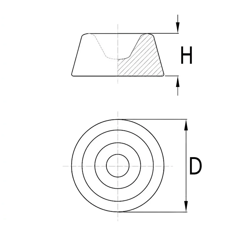 Plano de dimensiones Topes adhesivos de PU - antideslizantes - Modelo 3