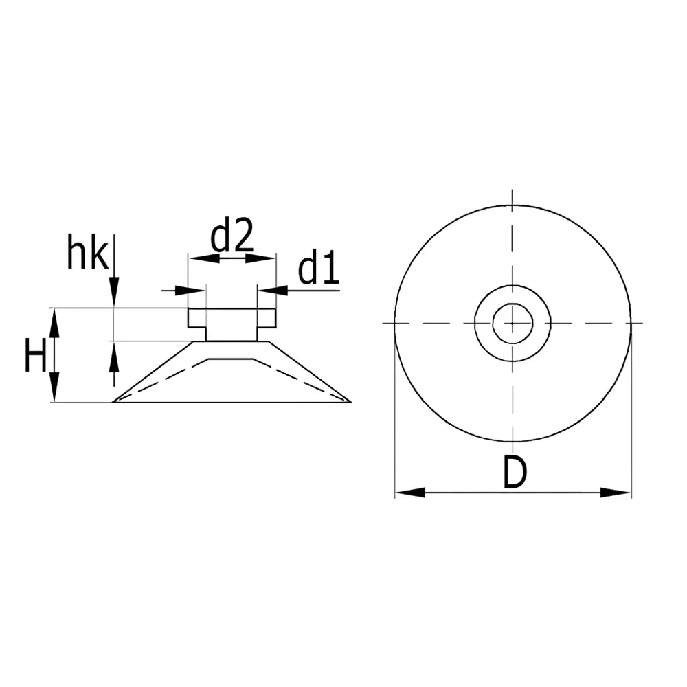 Plano de dimensiones Ventosa con botón