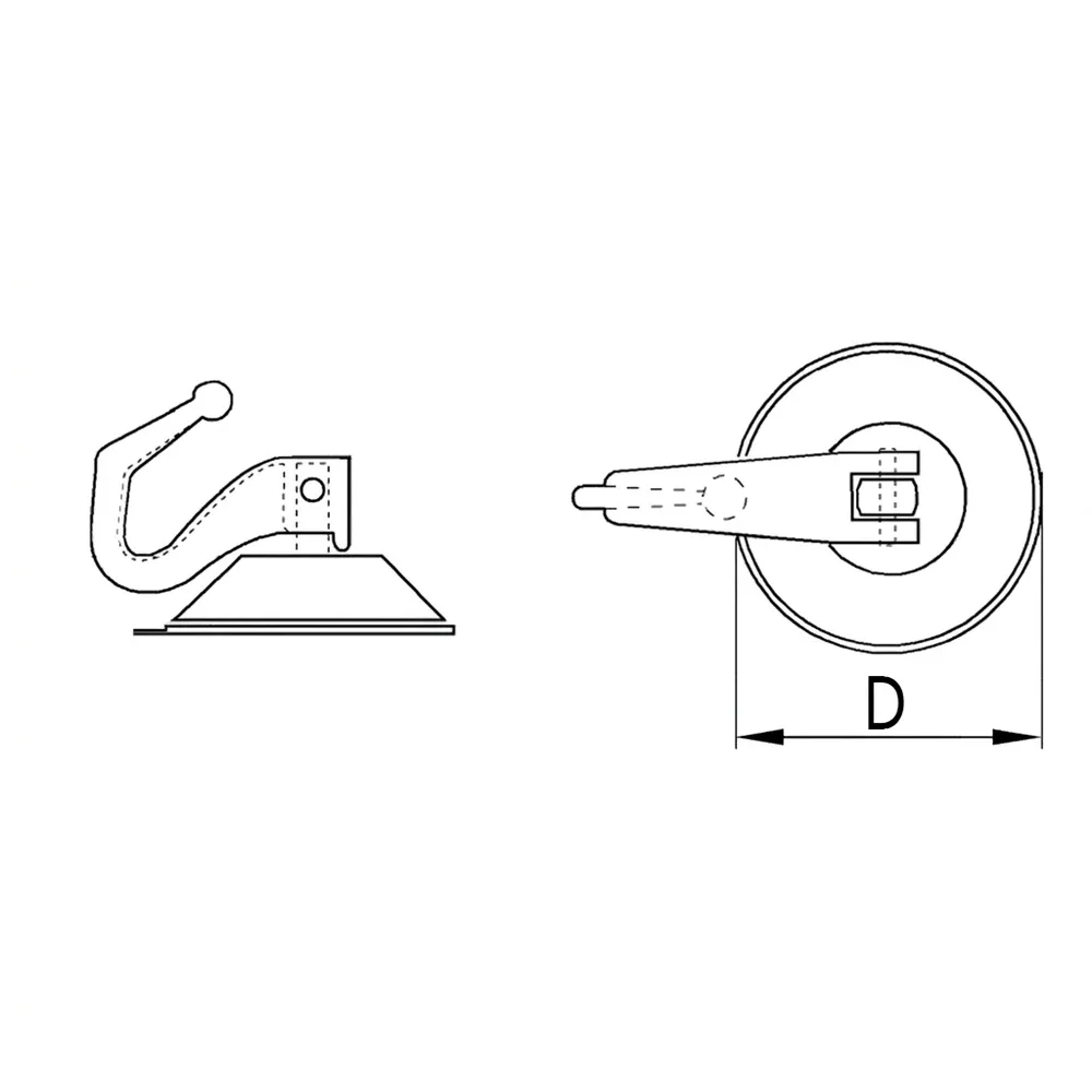 Dibujo técnico: Ventosa con gancho plegable