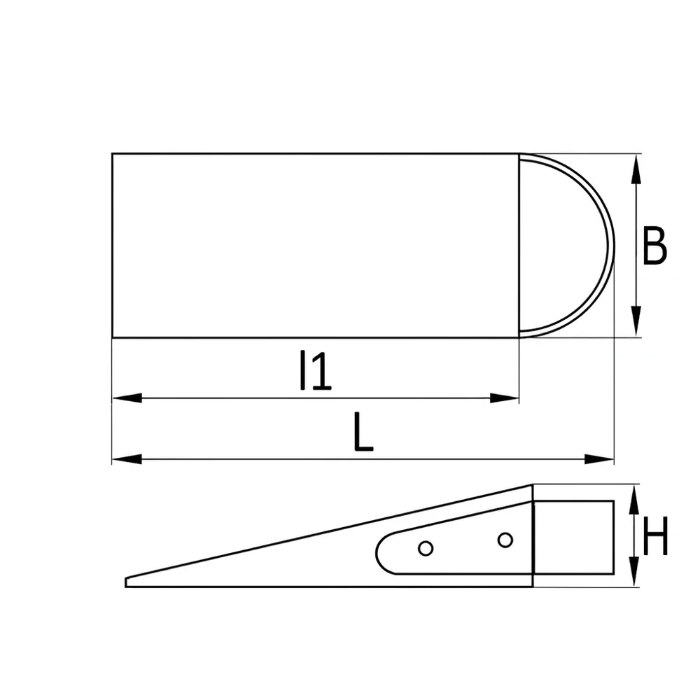 Plano de dimensiones Cuña de puerta de acero inoxidable