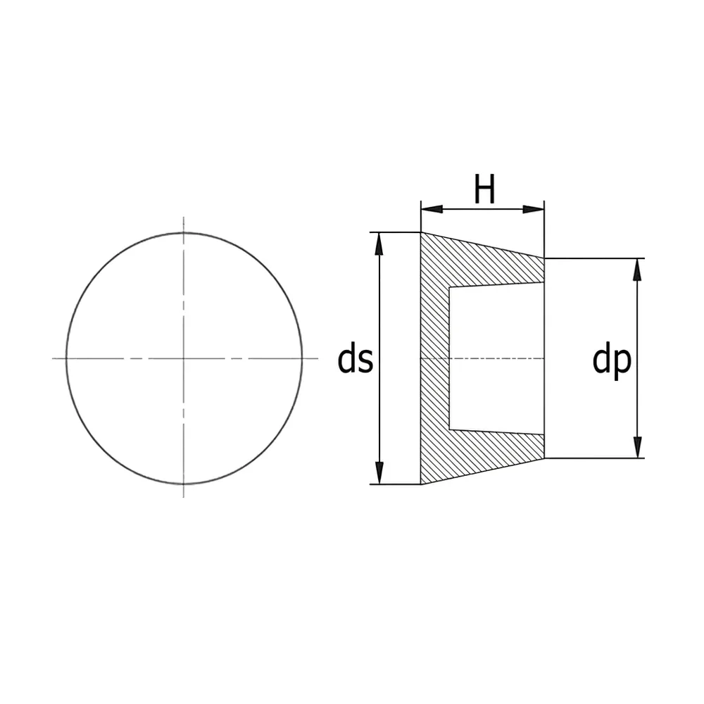 Dibujo técnico: Tapón cónico de goma