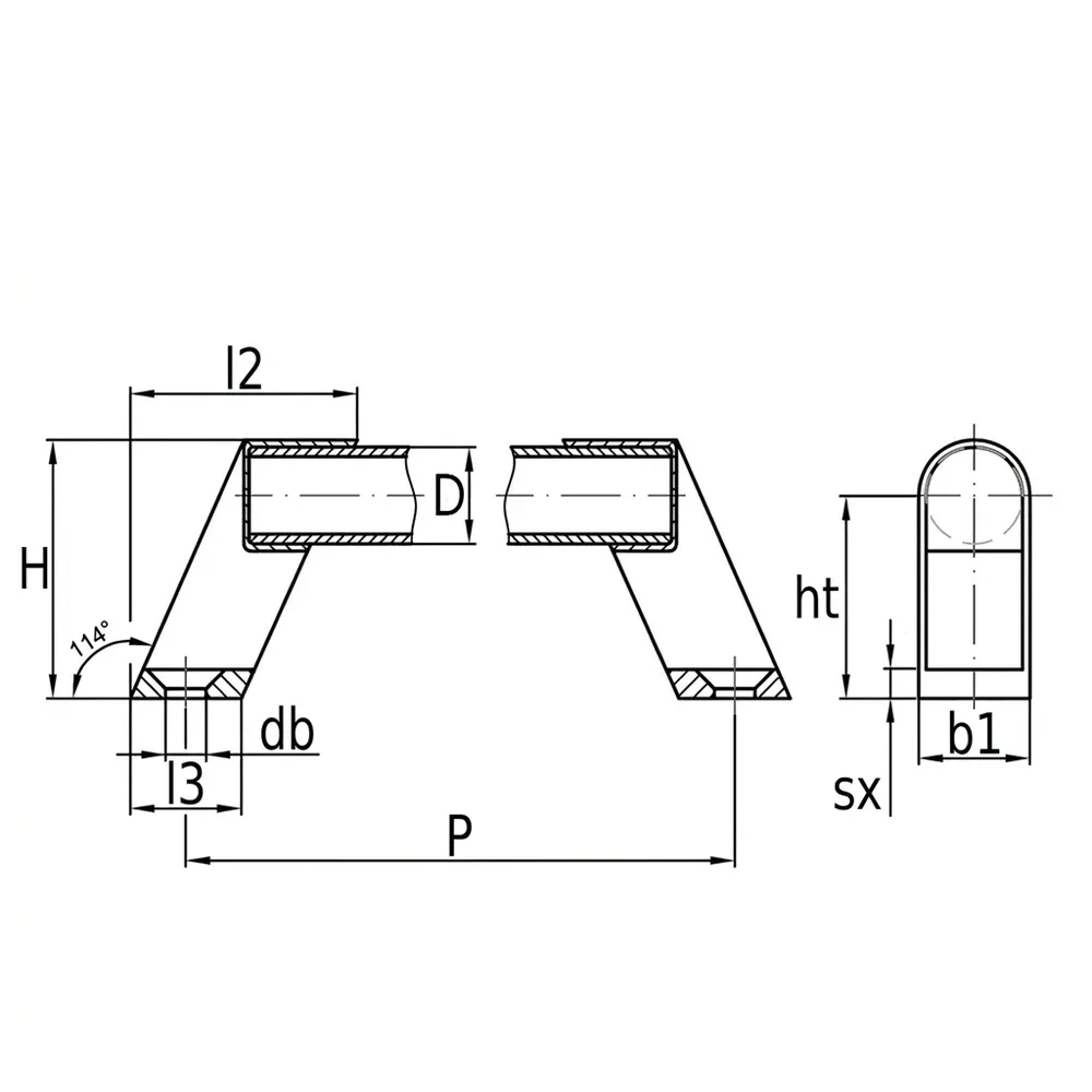 Dibujo técnico: Asa de puente - Tubo de aluminio con acabados PA