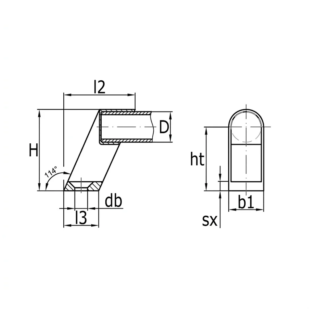 Plano de dimensiones Terminales de PA sueltos para asas