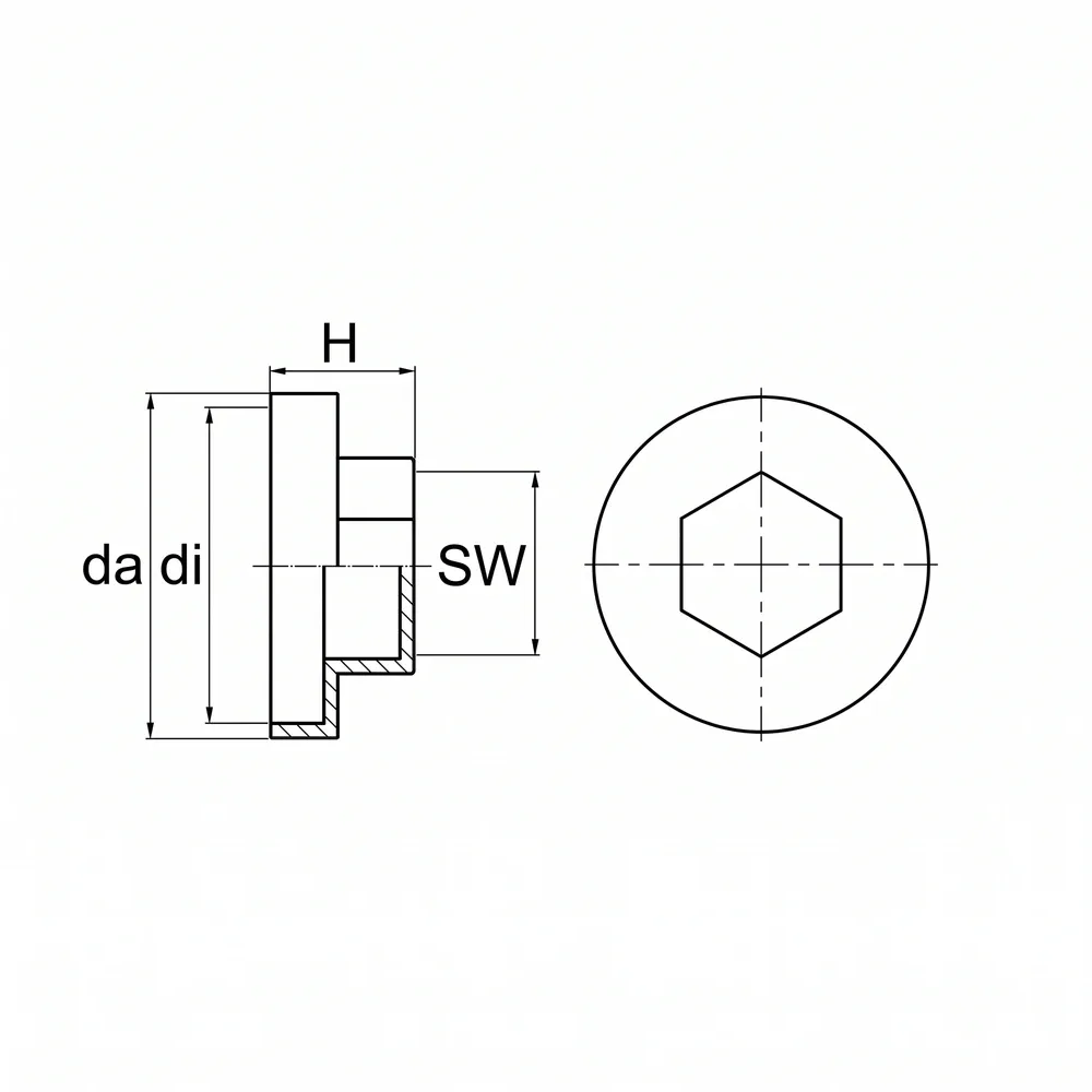 Dibujo técnico: Tapón para tornillo de fachada