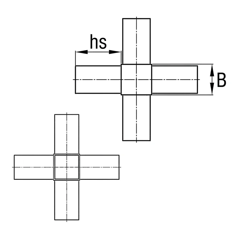Plano de dimensiones Conector tubular de una sola pieza modelo 3D6 - conector estrella