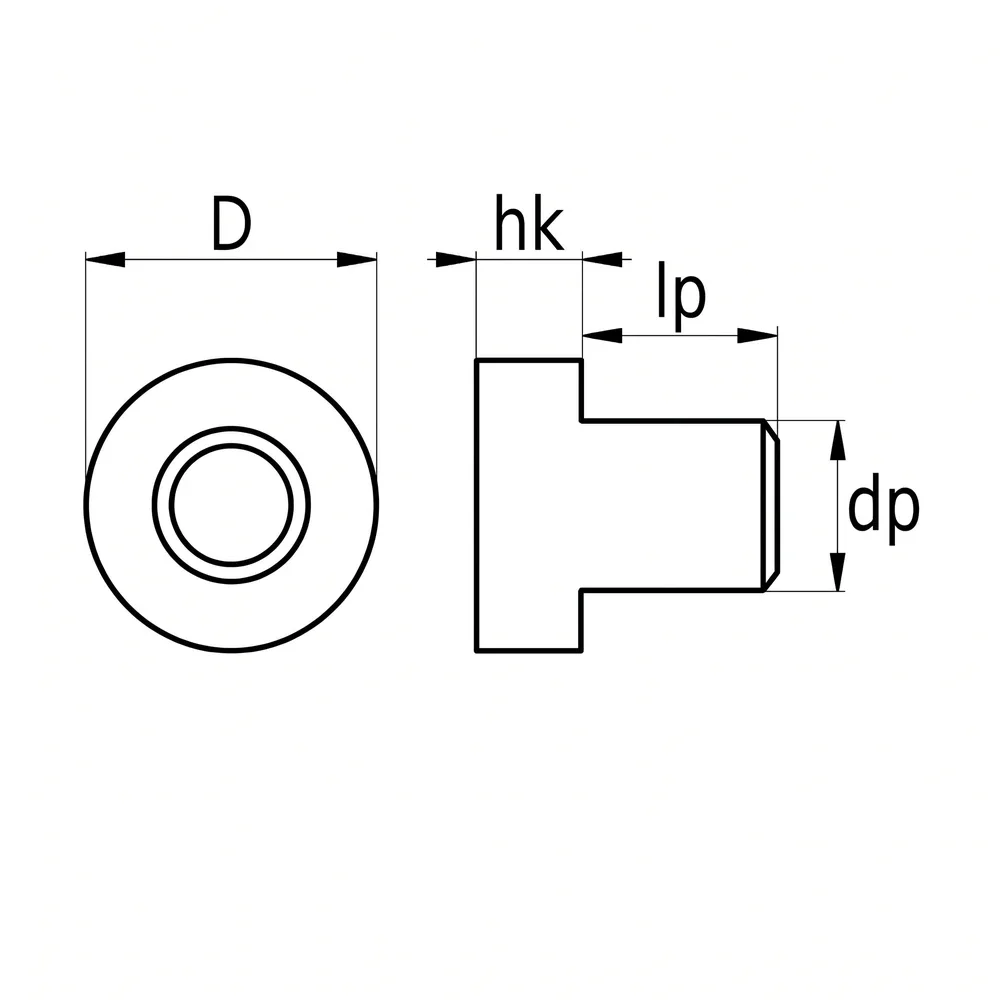 Plano de dimensiones Tope apilable a presión - modelo 5