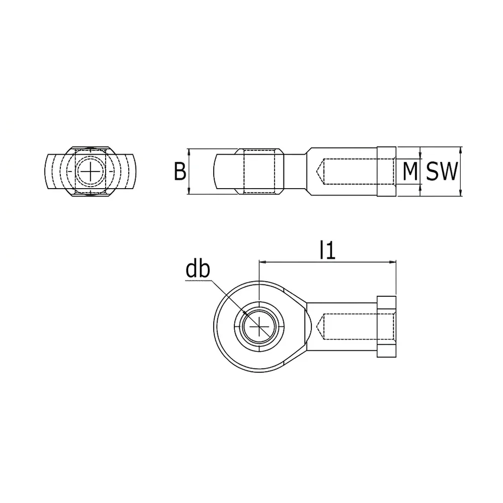 Dibujo técnico: Cabeza de rótula rosca hembra - acero