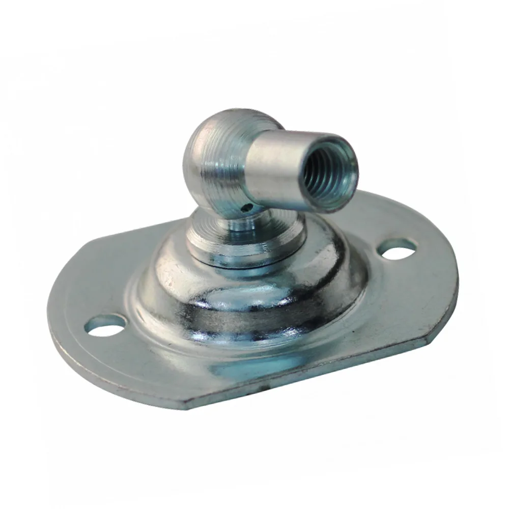 Placa de fijación para resorte de gas 55x44mm - rótula Ø10mm - 2 orificios Ø5.0mm - 41mm distancia entre ejes - M8 - máx. 650N - St - Acero galvanizado