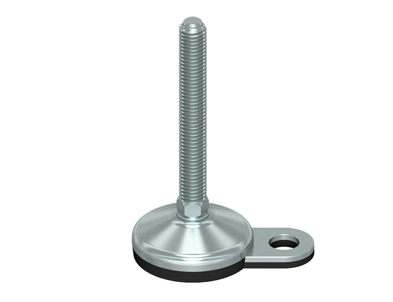 Pie nivelador de acero galvanizado - base antideslizante NBR vulcanizada - con ojal de fijación – Pies niveladores - acero