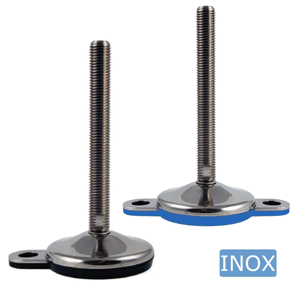 Pie nivelador inox - higiene - base antideslizante vulcanizada - con orificio de fijación