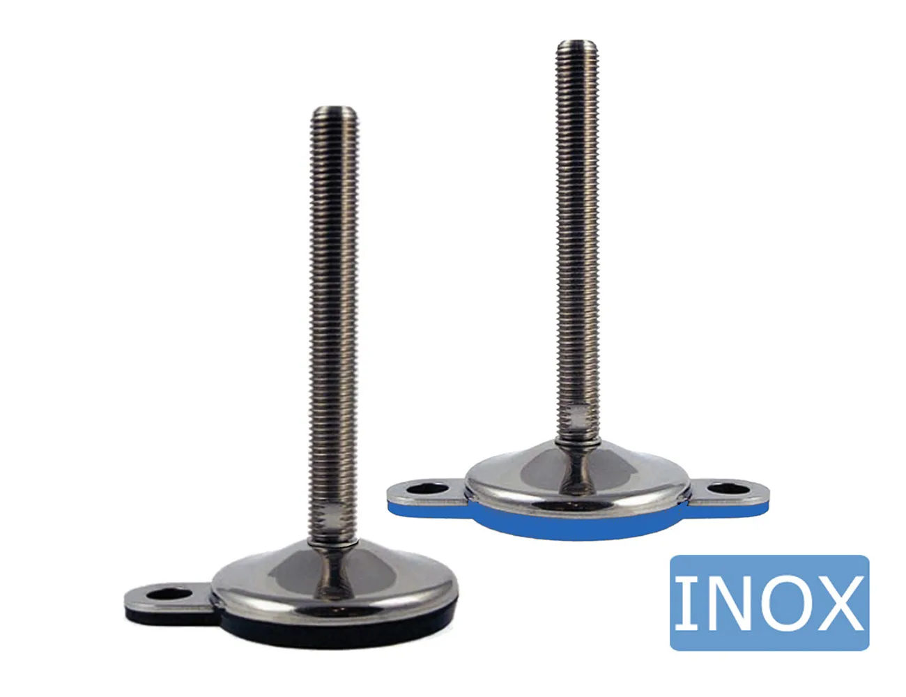 Pie nivelador inox - higiene - base antideslizante vulcanizada - con orificio de fijación – Pies niveladores - acero inoxidable